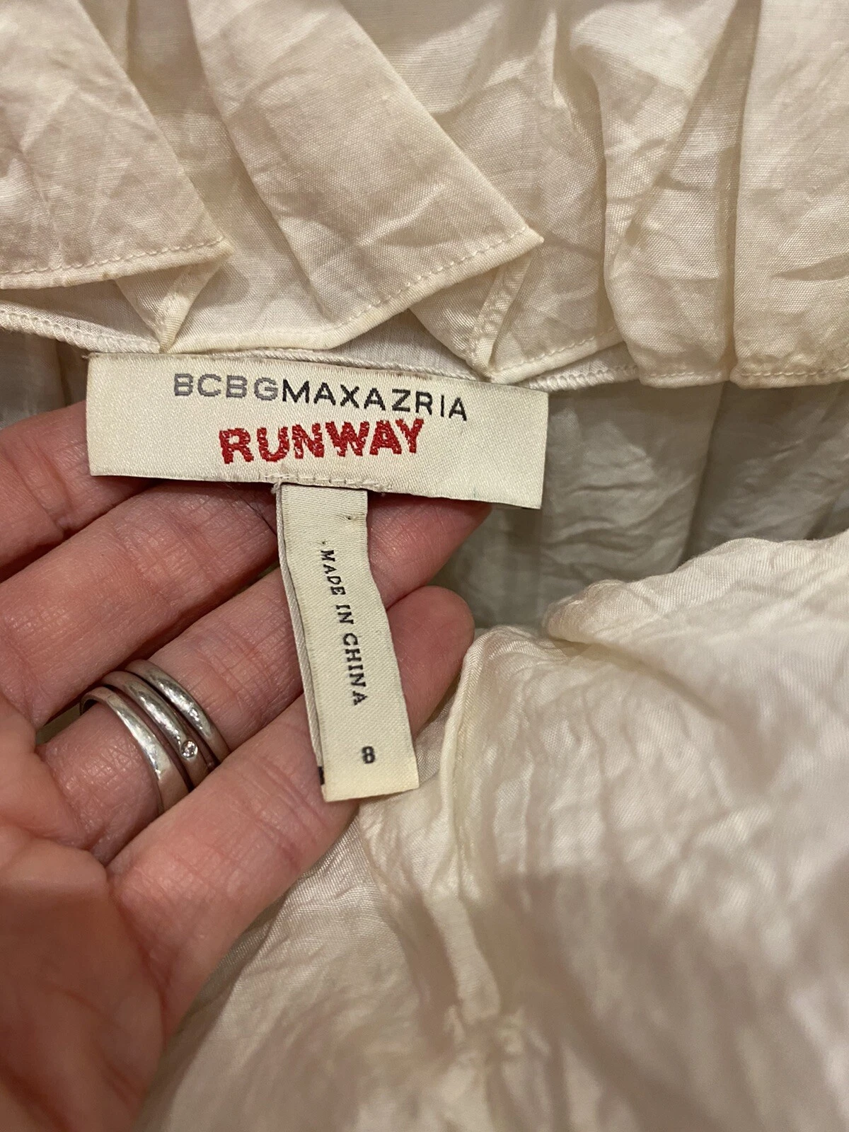 OFF WHITE Abito donna BCBG Maxazria Rnway bianco sporco taglia 8 senza maniche scollo a scoop