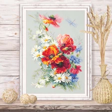 Magic Needle Counted Cross-Stitch Kit Poppies and Daisies 100-061