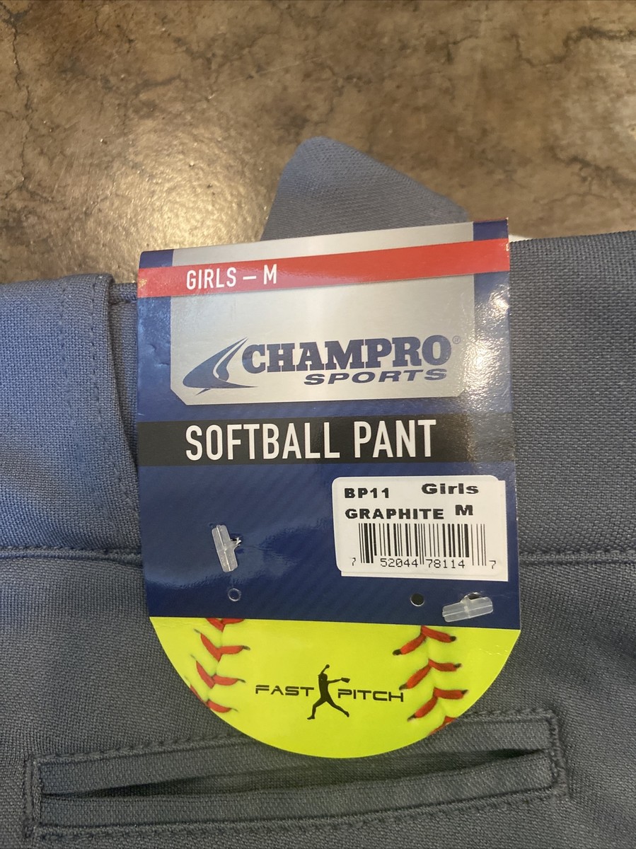 Champro Tournament Low-Rise Girl's Fastpitch Softball Pant Graphite  Medium