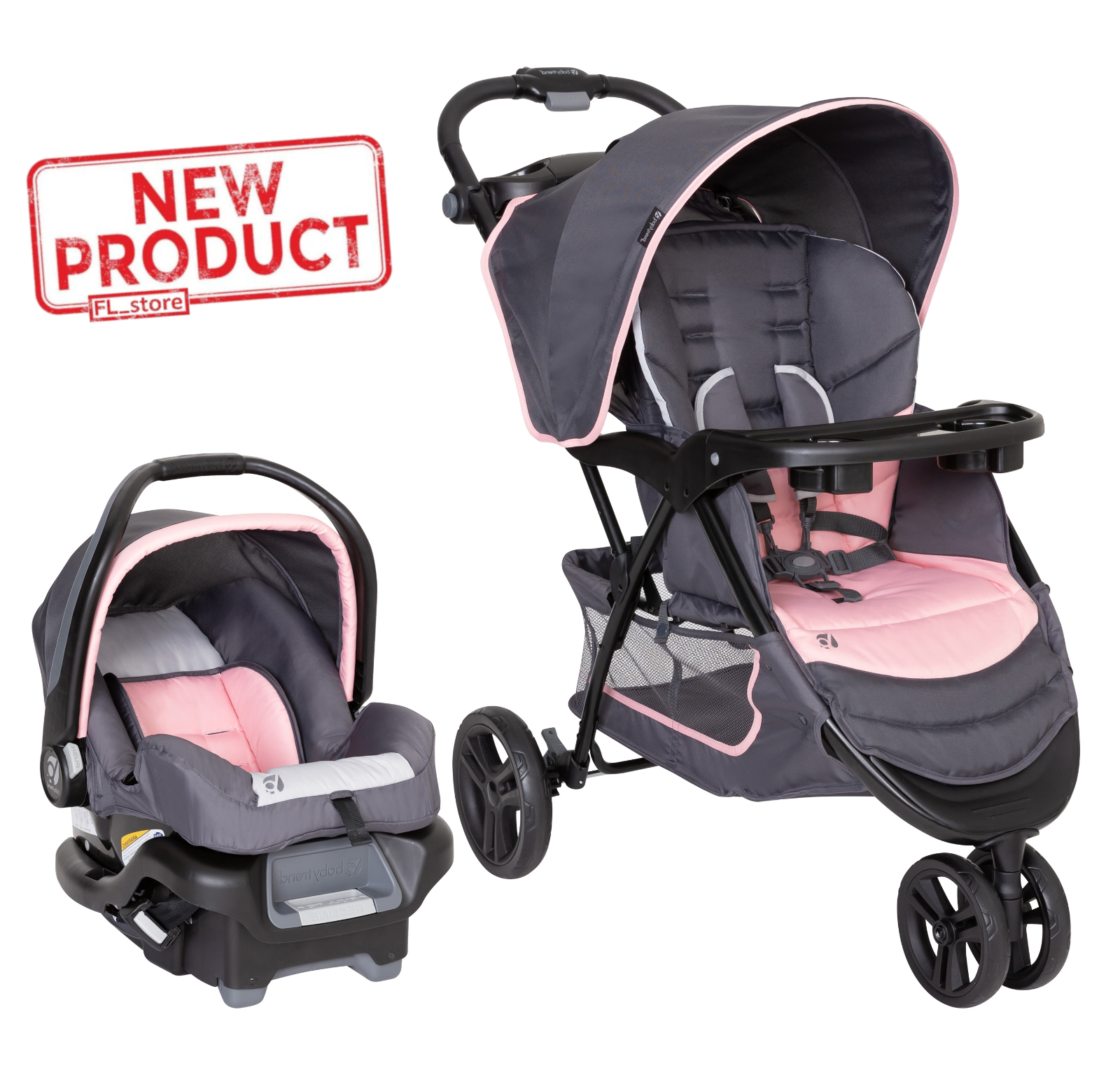 pink baby travel system