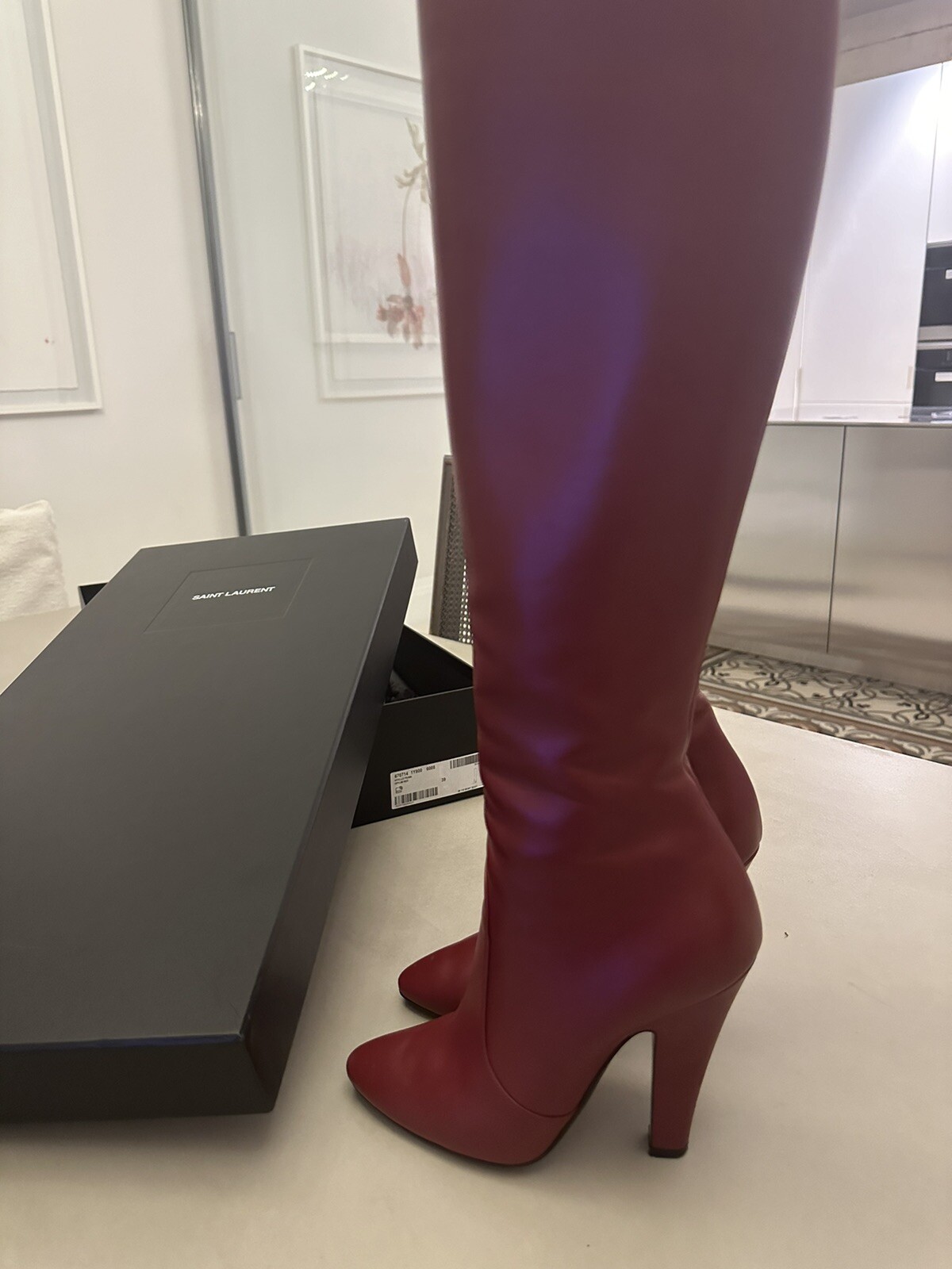 stivali alti saint laurent rossi