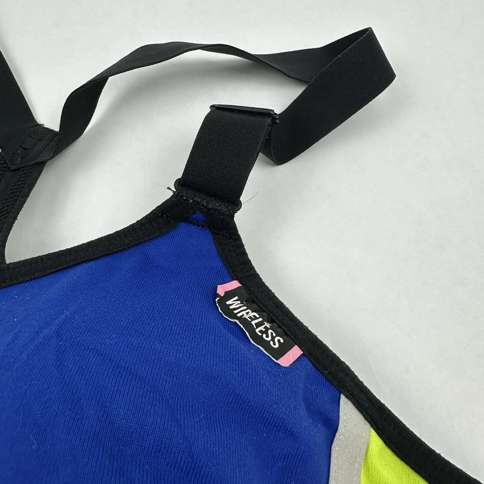 Victoria Secret VSX Sport Sz 34C Black Colorblock Racerback Front Zip Sports Bra - Image 2 of 4