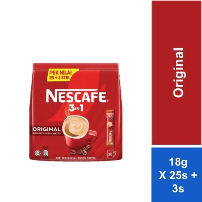 [5 PACKS]NESCAFE 3 in 1 Blend & Brew Original Instant Coffee 25 sticks x 1 packs