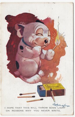 George Studdy, Bonzo, Hoffe das wirft etwas Licht! Comic PPC, 1929, Nr. 1372