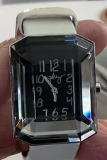 Vintage Frank Gehry Fossil Watch White Band Diamond Style Face Rare