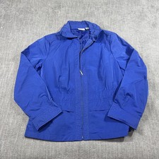 Chico's Zenergy Jacket W Med Sz 1 Blue Trim Print Zip Pockets Lightweight Travel