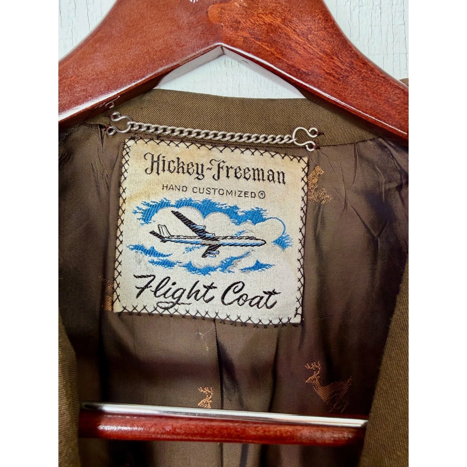 Hickey Freeman Mens Vintage Flight Coat Brown Hand Customized Raleighs Jacket - product detail image 2
