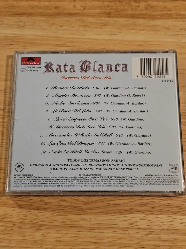 Guerrero Del Arco Iris by Rata Blanca CD Polygram RARE OOP VG Foto 3 de 4