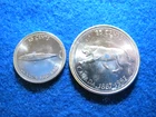 1967 Canada Silver 10 & 25 Cents - Commemorative - Fish & Bobcat - Bright Unc.