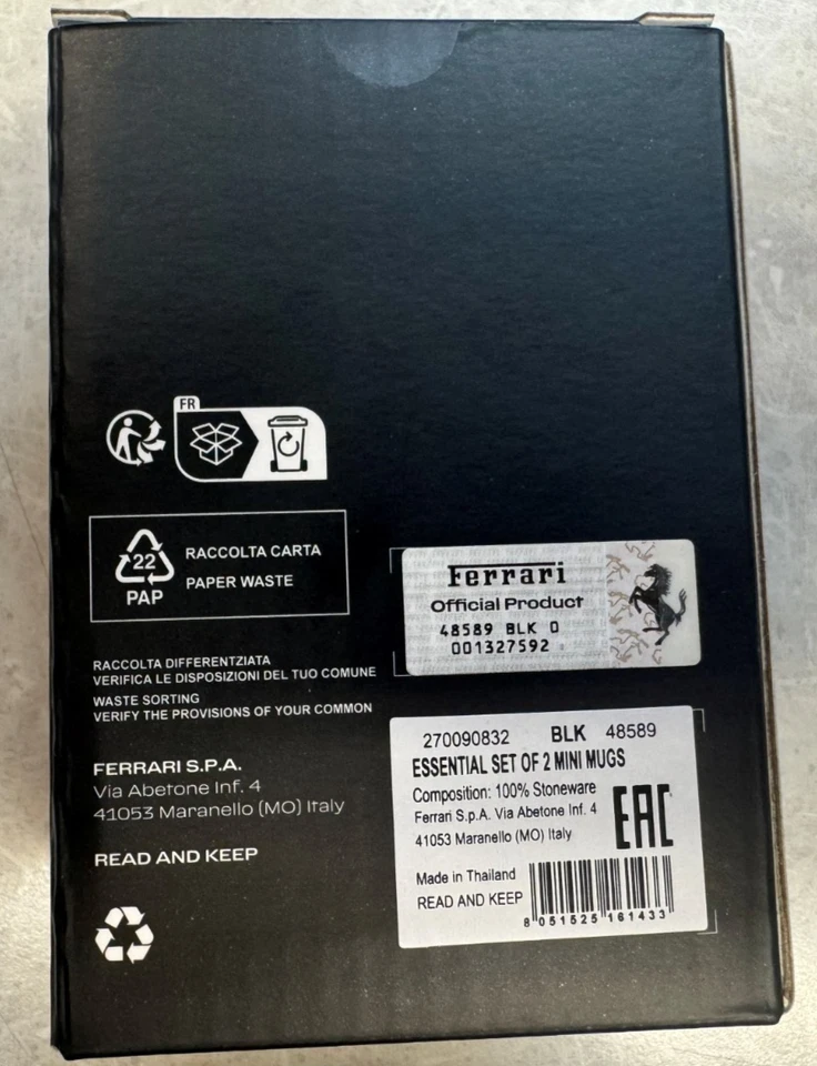 ** Official Ferrari Accessories ** Mini mug set of 2. Black with red interior. - Image 3 of 4