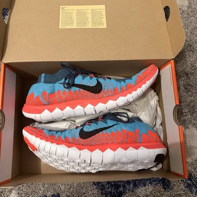 Nike Free Flyknit 3.0 Men's Running Shoes Size 13, Squadron Blue/Red, 636232-401