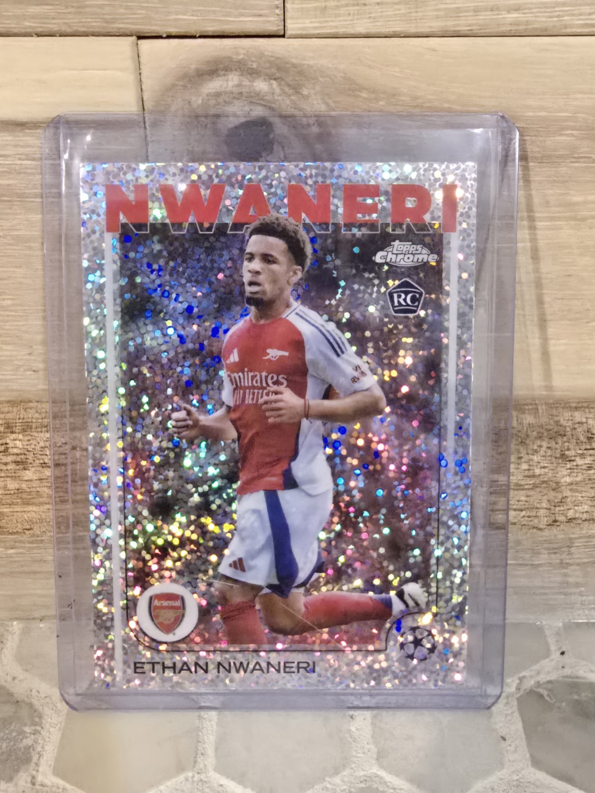 Ethan Nwaneri 2024-25 Topps Chrome UEFA UCC #158 Speckle Refractor Rookie RC