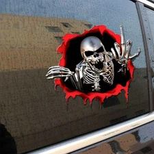 1Pc 3D Skeleton Skull Car Sticker Side Trunk Emblem Badge Decal Car Accessories