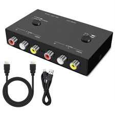 2 Port AV To HDMI Converter 2 In 1 Out 2 RCA To HDMI Adapter 2AV To HDMI