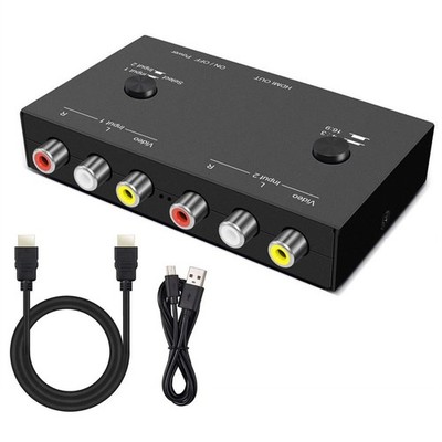 2 Port AV To HDMI Converter 2 In 1 Out 2 RCA To HDMI Adapter 2AV To HDMI