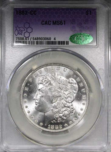 1882-CC Morgan Dollar CAC MS61 Frosty White Better Date $1