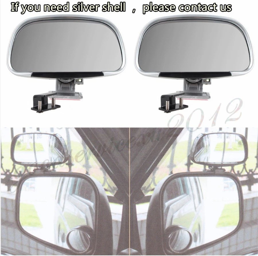 Un par de espejos retrovisores laterales de punto ciego ajustables gran angular plateados para vehículos Foto 2 de 4