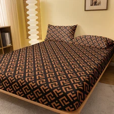 1 Simple modern Geometry printed matte Fitted Sheet, bedroom printed bed cover, 