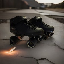 Sure-Grip Rebel Black Indoor Quad Roller Skates, Pair