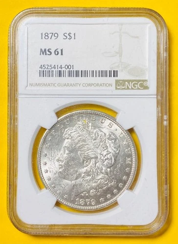 1879 MORGAN SILVER DOLLAR $1 COIN (NGC-Graded MS61) Uncirculated, Mint State