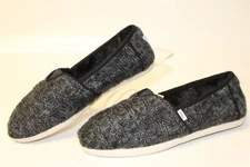 TOMS Alpargata Chunky Cable Knit NEW Womens 6 Black Slip On Flats Shoes 10018874