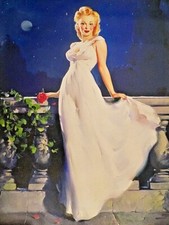 SUPER SALE Larg Canvas DREAM GIRL pinup ELVGREN pin-up SHEER LINGERIE DRESS GOWN