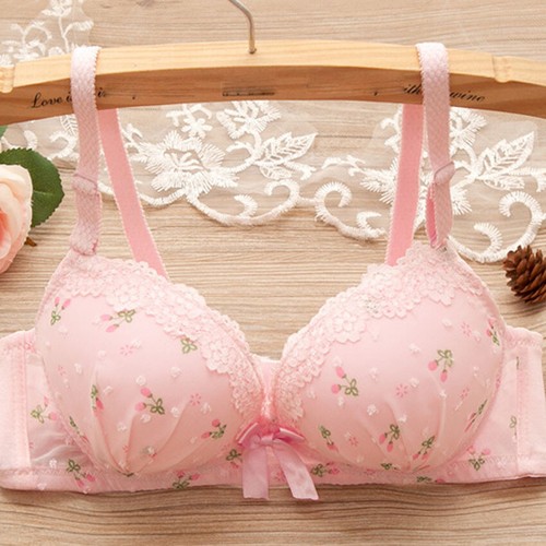 Wireless Thin Style Solid Color Girl Women Bra Gathering Underwear Nylon 3/4 Cup - Picture 14 of 19