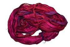 10 yards Recycled Sari Silk Ribbon Yarn Fuschia Pink