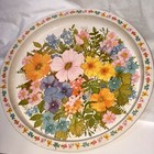 Vintage Floral Tin Serving Tray Retro Cottage Core Collectible