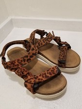 New Wonder Nation Bow Sandal Size 2 Girls Brown Leopard Print SH2