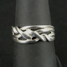 Ring Silver Twist Braid Design Band Sterling 925 Size 6 Band Ring