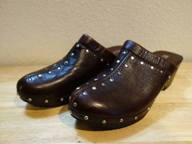 leather studded clogs
