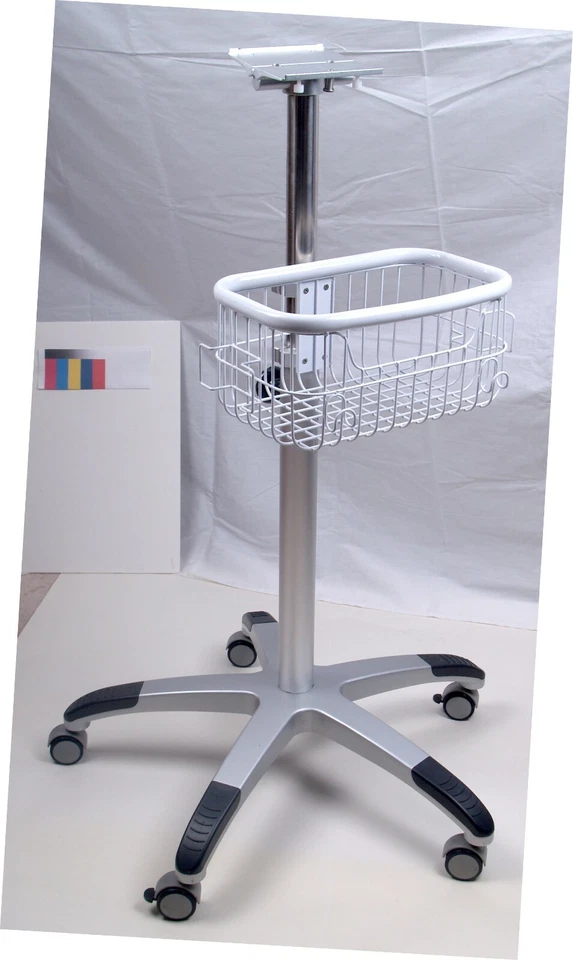 Rolling Stand for Patient Monitor Trolley Cart with Basket - Image 3 of 4