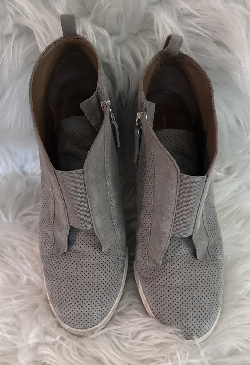 Linea Paolo Felicia Wedge Sneaker Shoes Suede Gray -Size Great Condition