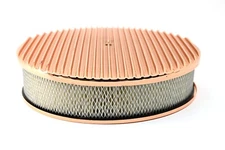 ALUMINUM 14" ROUND AIR CLEANER KIT COTTON FILTER POLISHED FINNED - COPPER