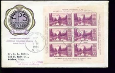 1934 FDC - Scott# 750 Souvenir Sheet - DC Cancel - Rice Cachet  
