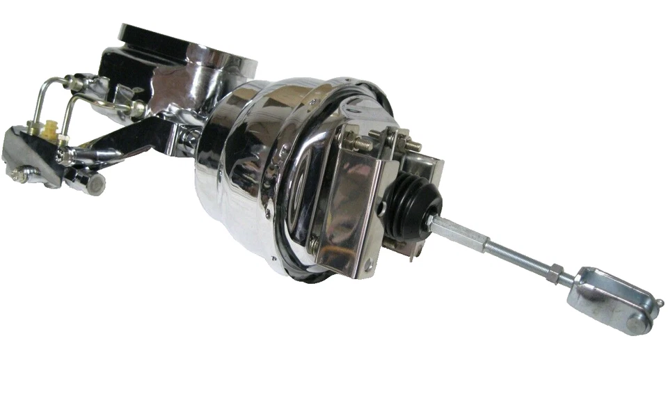 GM Disc Drum 7" Dual Power Booster + Milled Master Cylinder & Bracket Kit CHROME - Image 2 of 4