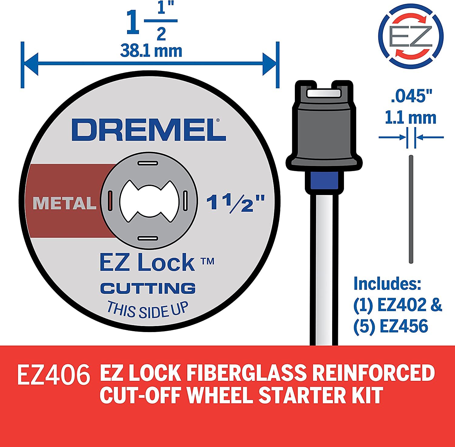 Dremel Genuine 11/2" (3.2 mm) EZ Lock CutOff Wheel Starter Kit