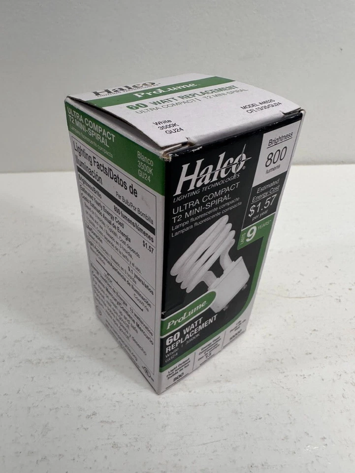 Halco Ultra Compact T2 Mini Spiral ProLume 60 Watt Replacement White NEW - Image 2 of 4