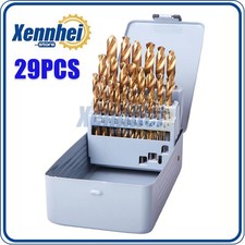 29PCS HSS Drill Bits Black Gold Multi-Bits Twist Metal Drill Bit 1/16"-1/2"