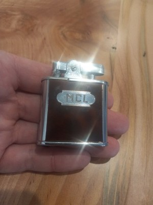 Vintage art deco Ronson Whirlwind Pocket Lighter Chrome Wood Finish MCL