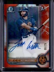 2022 Bowman Draft Jett Williams Chrome Auto Orange Refractor 1st #/25 Mets