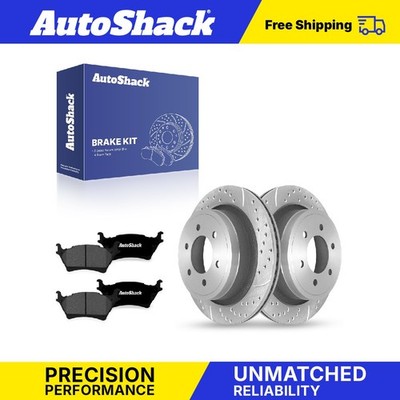Rear Drilled Slotted Brake Rotors Premium Ceramic Pads for Ford, F-150 2012-2018