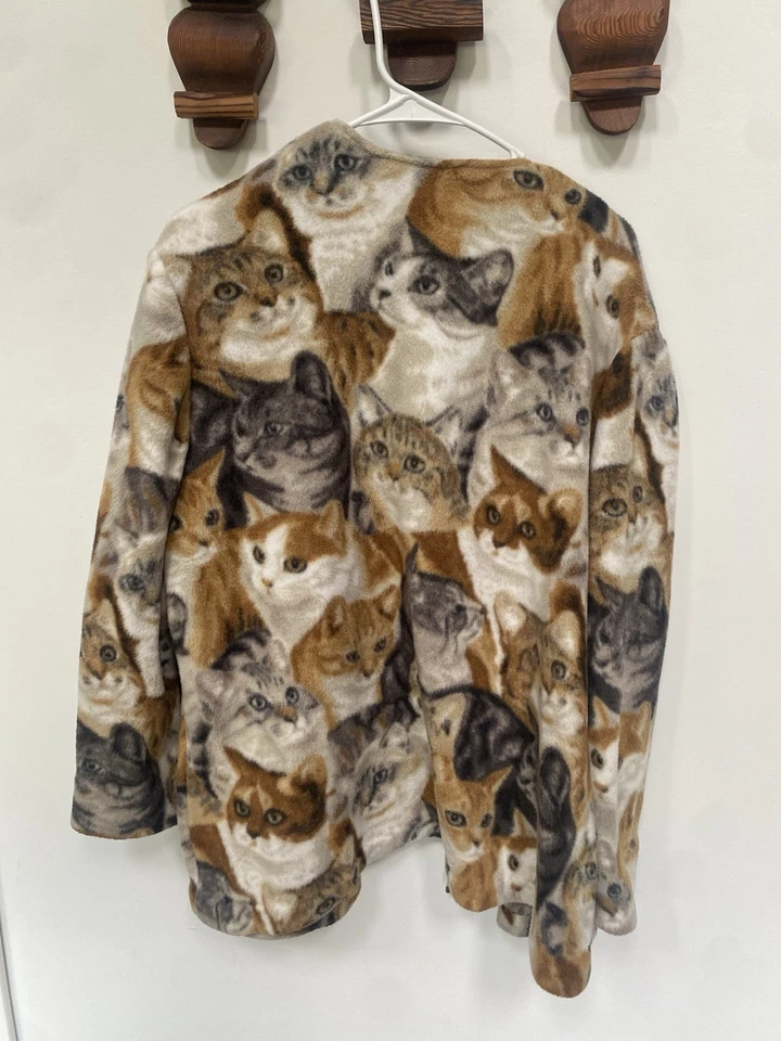 Chaqueta suéter de lana hecha a mano para mujer gato y gatito Foto 2 de 4