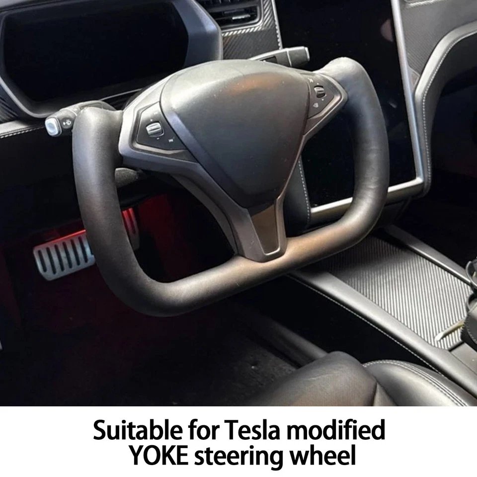 Yoke Leather Steering Wheel for Tesla Model X Model S 2014-2020 with Heated - Image 3 of 4