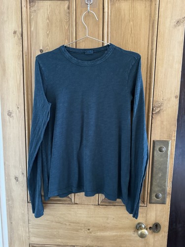 TOAST Slubby Organic Cotton Garment Dyed Long Sleeved Tee T-Shirt Green -S - Picture 2 of 7