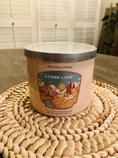ACORN LANE 3 Wick Candle Bath & Body Works Autumn Leaves Apple Cinnamon sold Out