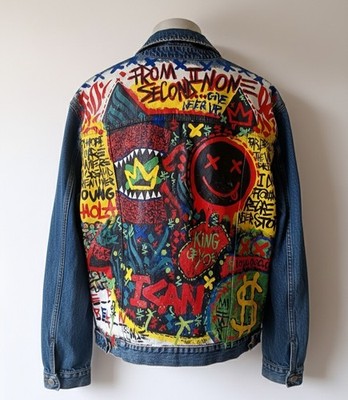  Jeansjacke Levi's Handmade Street Art Graffiti .Etikett