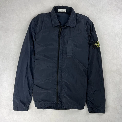 Stone Island Nylon Metallo Imbottito Sopracamicia Giacca Media Cappotto Navy 4053