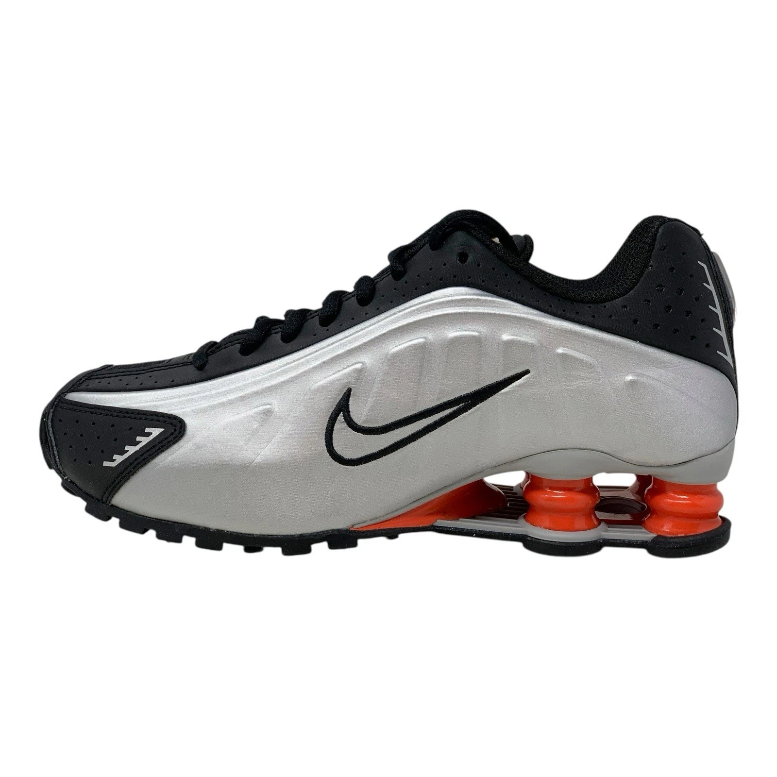 Nike Shox R4 Red Black Metallic Silver Sneakers, Size 5.5Y / 7W BNIB CW2626-005
